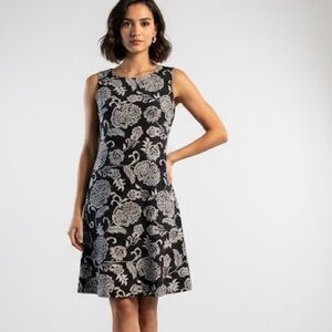 TOMMY HILFIGER Floral Black and White Sleeveless Dress - Size 8